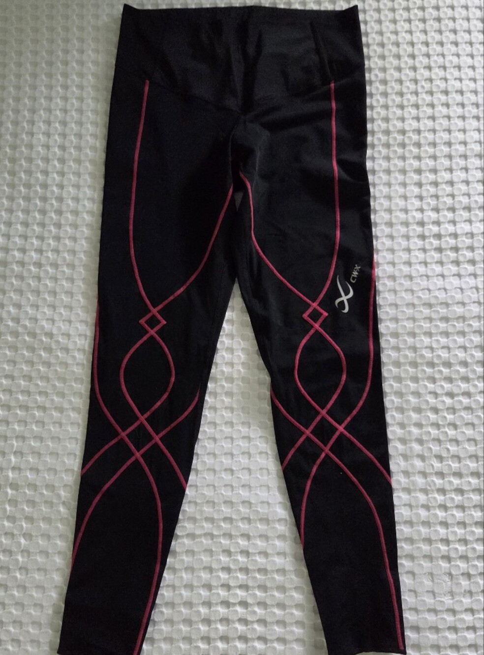 CW-X Black Leggings with Pink Graphic Lines